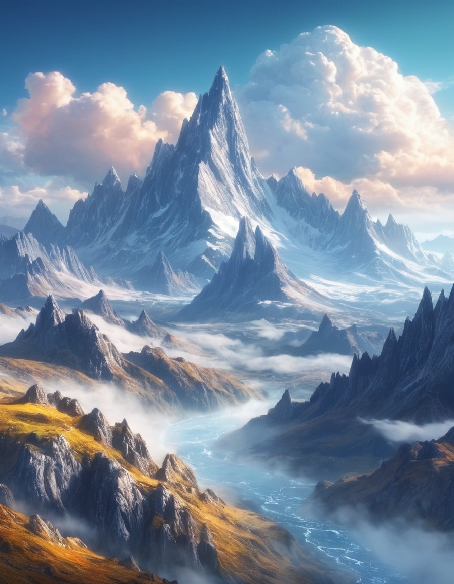 mountains, clouds, nature, landscape