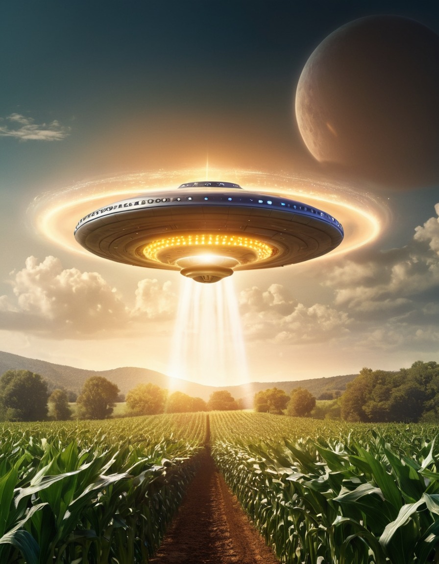 ufo, strange, corn field, hovering, extraterrestrial, unidentified flying object