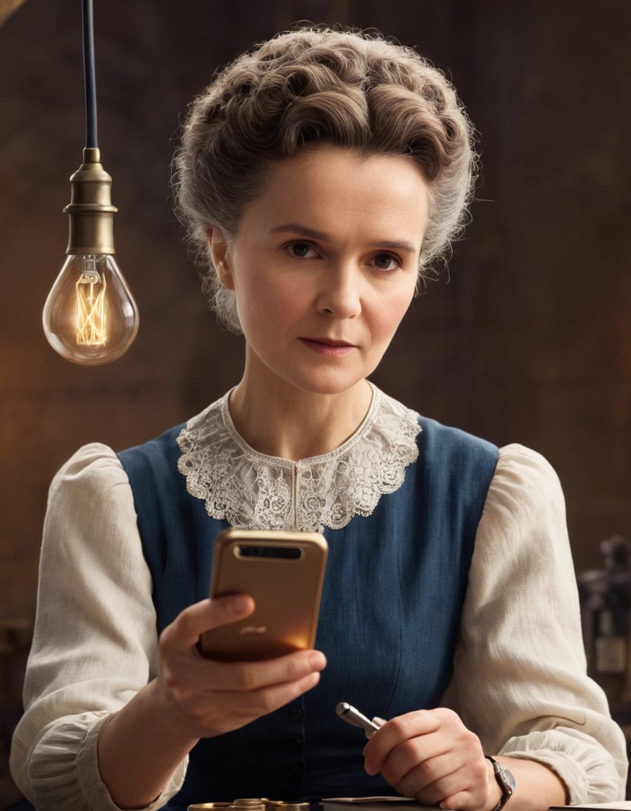 marie curie, smartphone, research, technology, science