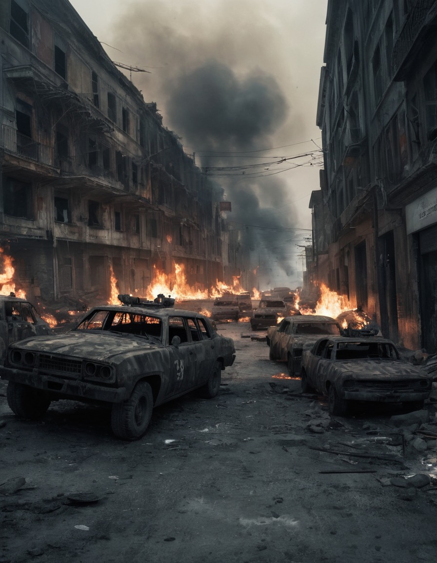 war, destruction, army, soldiers, burnt cars, abandoned buildings, urban warfare, usa