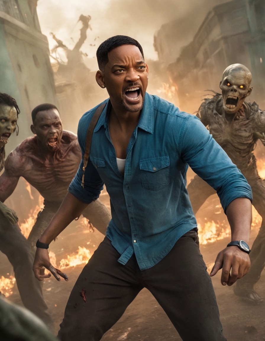 will smith, zombie, fight scene, action, hollywood, celebrity, undead