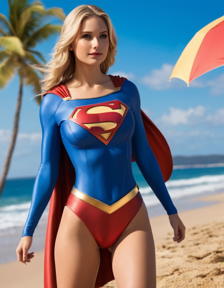 beach, supergirl, dc comics, swimsuit, heroine, super powers