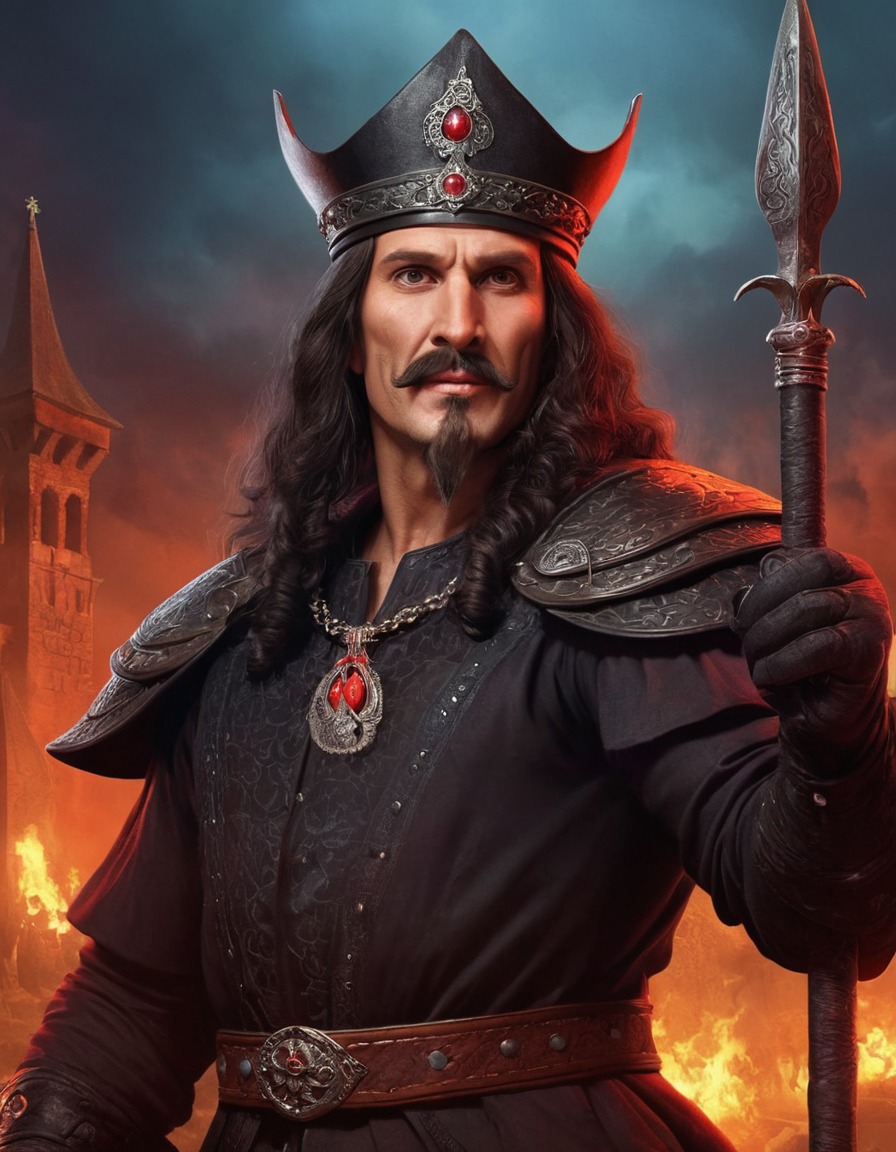 vlad the impaler, exaggerated, humorous, caricature, funny