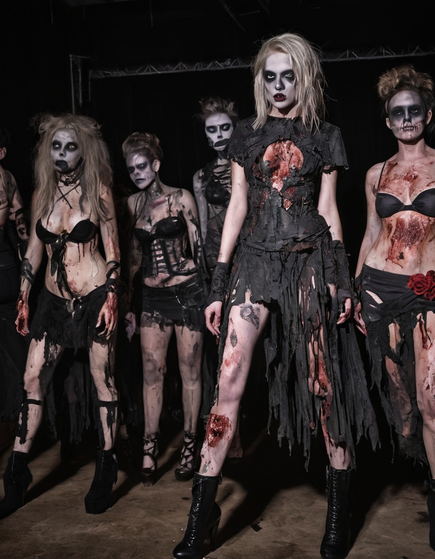 zombie, fashion, show, couture, decaying