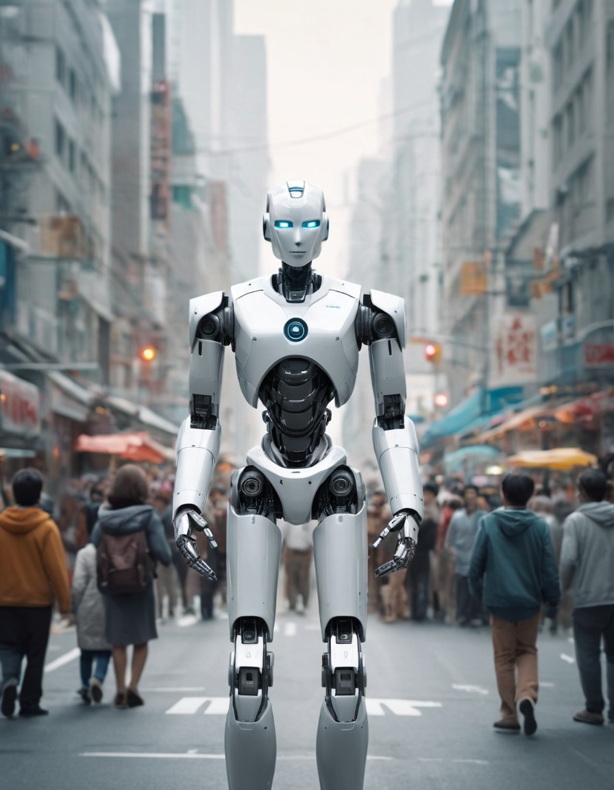 robot, humanoid, technology, city life, integration, future