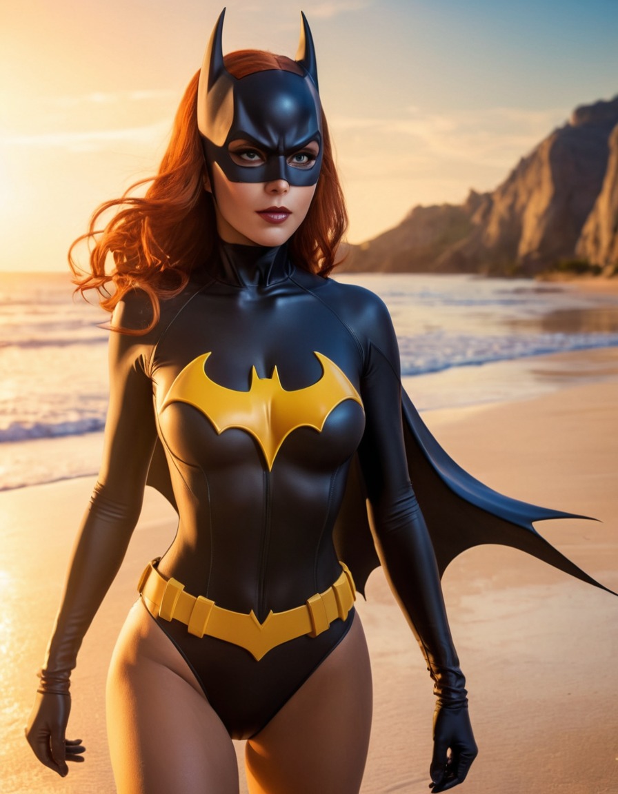 beach, batgirl, dc comics, superhero, swimsuit