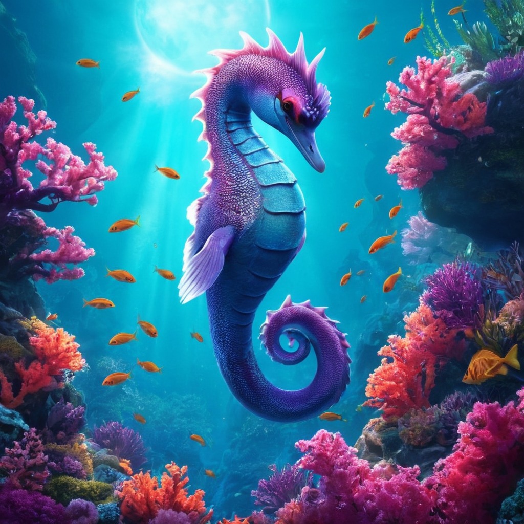 digitalart, sea, magic, fantasyart, animal, seahorse, dailychallenge