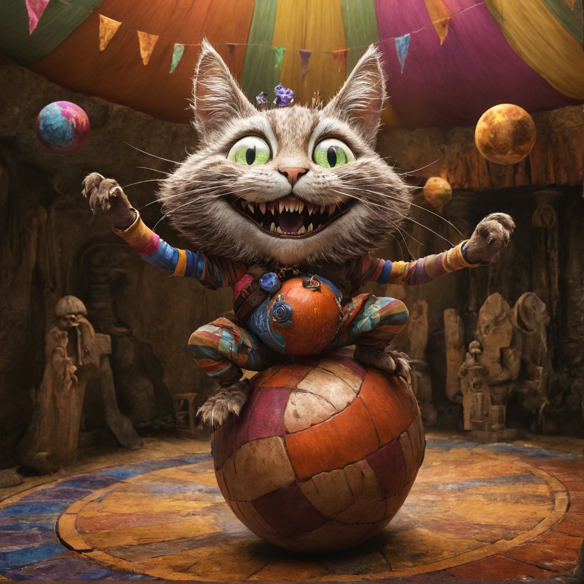 digitalart, digitalpainting, cat, circus, crazy, dailychallenge, aiartcommunity, midjourney, midjourneyai, midjourneyart, midjourneyartwork, midjourneyaiart, midjourneycommunity