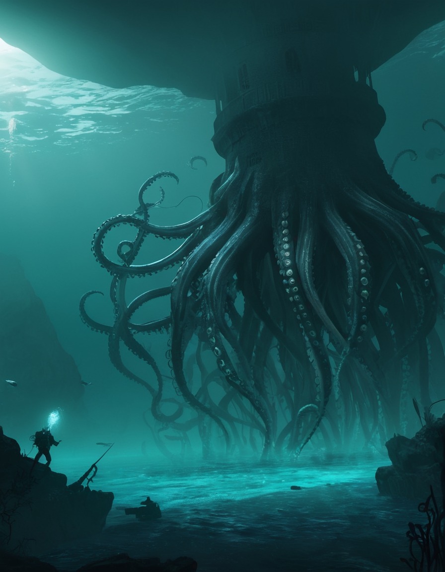 eerie, ancient, city, ocean, tentacled creatures, lovecraft, howard lovecraft