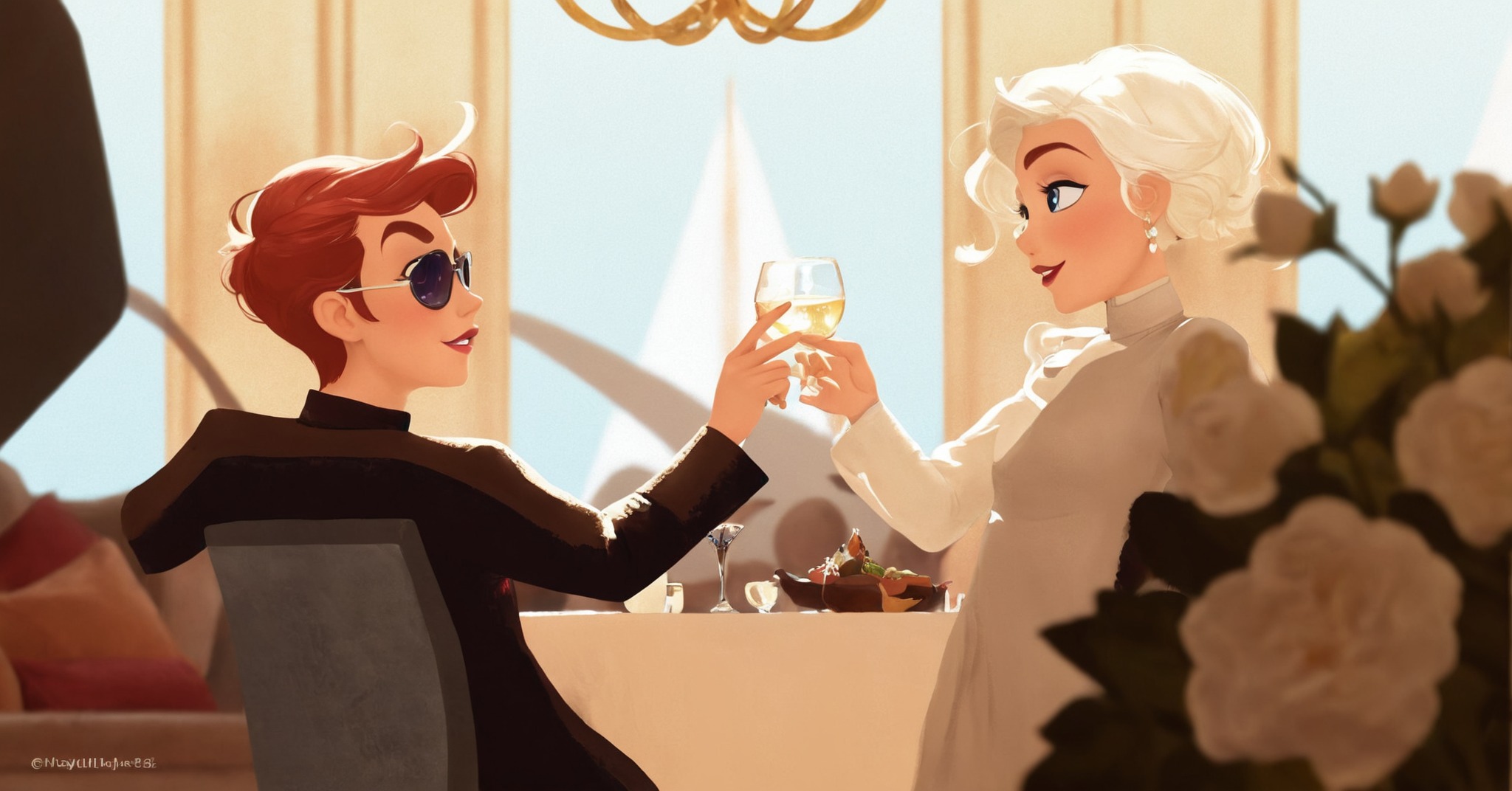 art, artists on tumblr, good omens, ineffable husbands, aziraphale, aziracrow, crowley, terry pratchett, neil gaiman, my art, fanart, still hoping for that south downs cottage, digital art, illustration, go fanart, art ph, finally posting current art!, what better way to start than with good omens <3