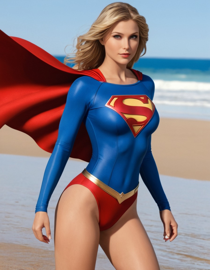 beach, supergirl (dc comics), swimsuit, superhero, kara danvers, dc comics