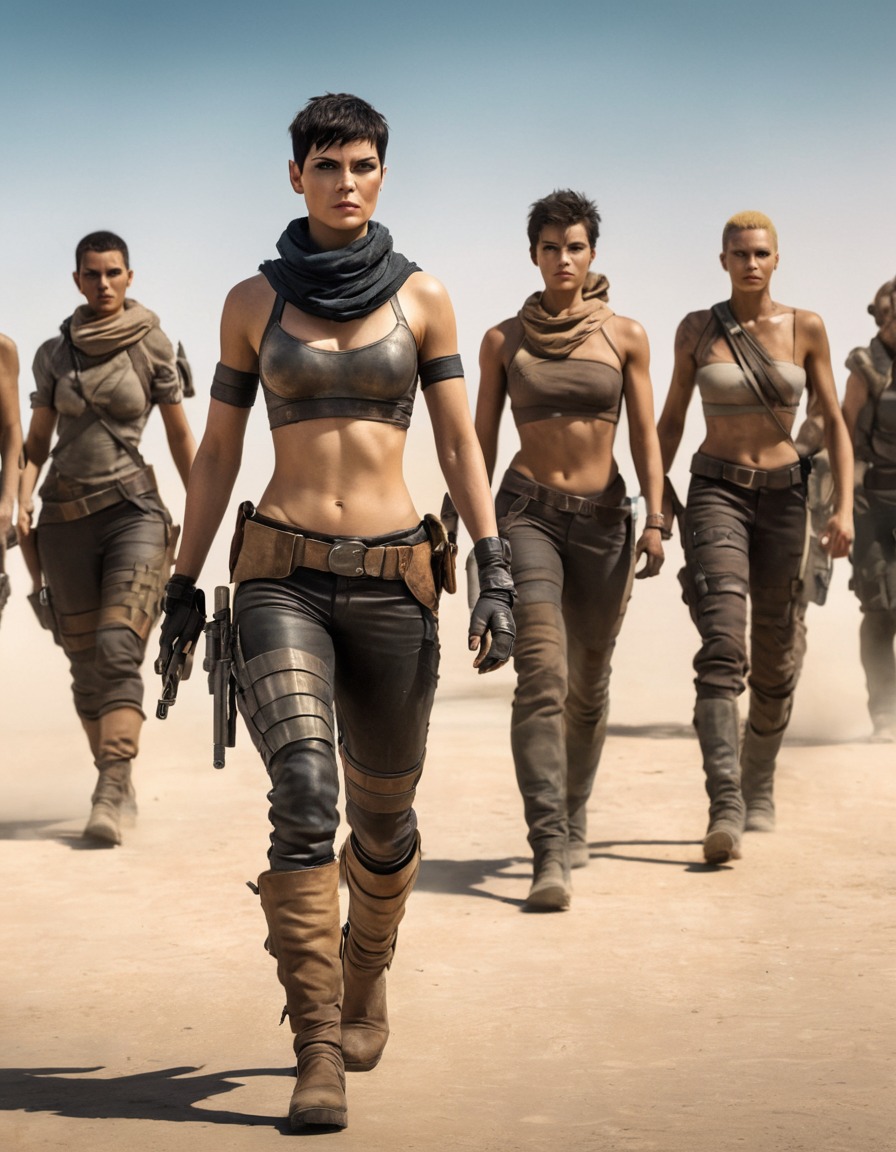 furiosa, female warriors, post-apocalyptic wasteland, armed, battle, leadership, dystopia, mad max