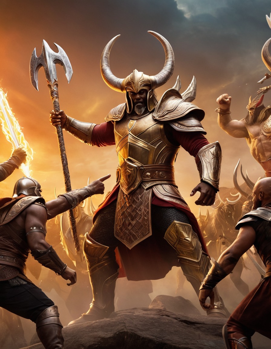 heimdall, norse mythology, battle, epic, monsters, mythological creatures, guardian