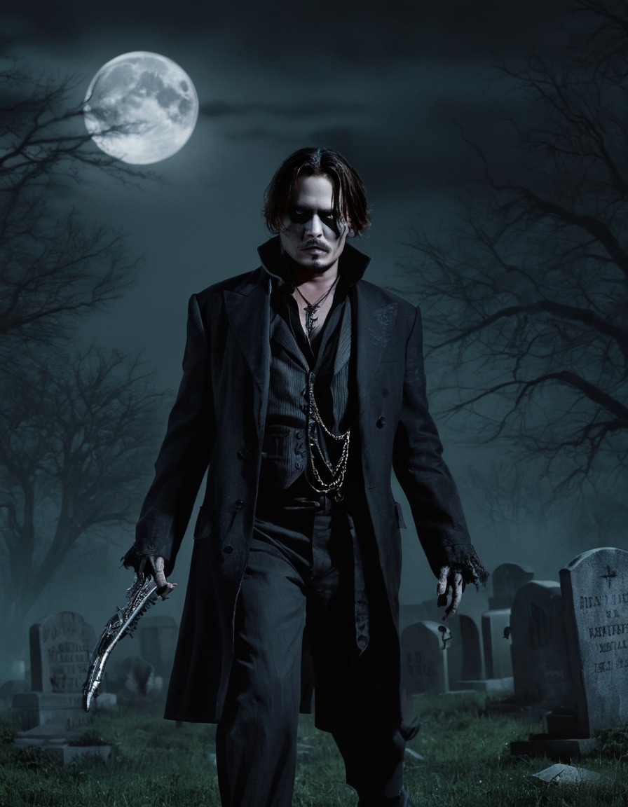 johnny depp, zombie, cemetery, midnight, horror, celebrities