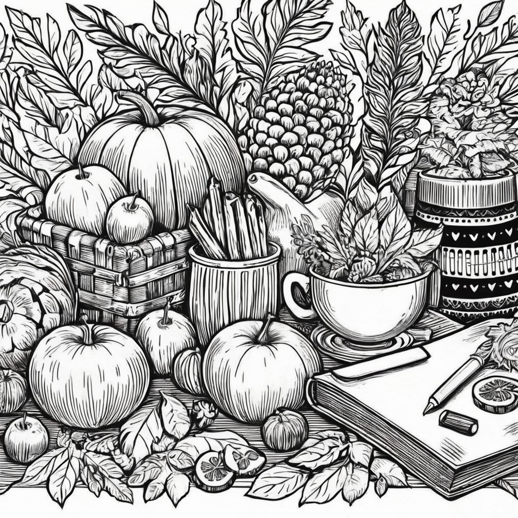 plants, digitalart, traditionalart, ink, floral, portrait, vintage, lineart, pattern, autumn, book, color, coloring, coloringpage, fall, page, season