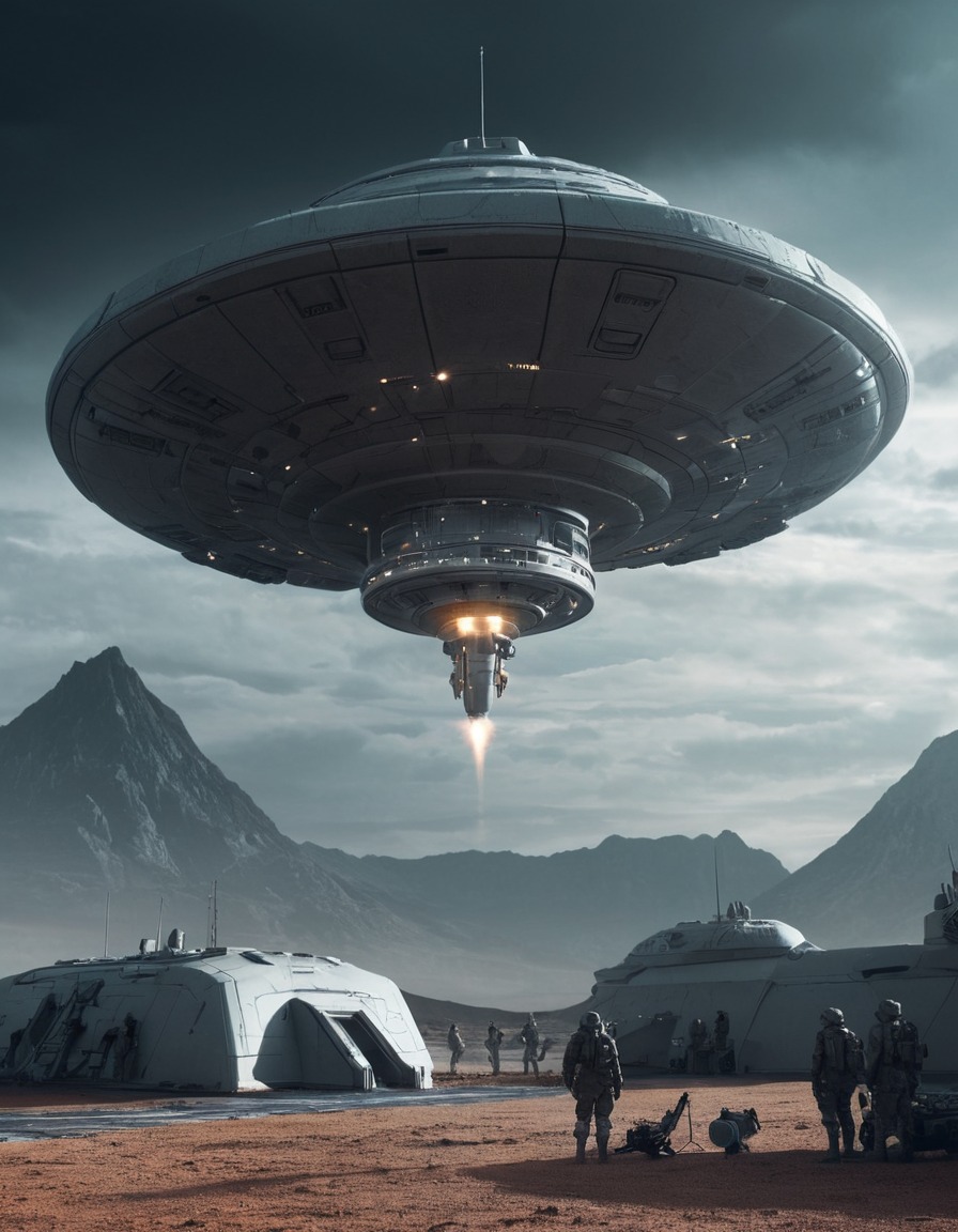 extraterrestrial, spacecraft, hovering, military base, invasion, aliens, three body problem, trisolaran