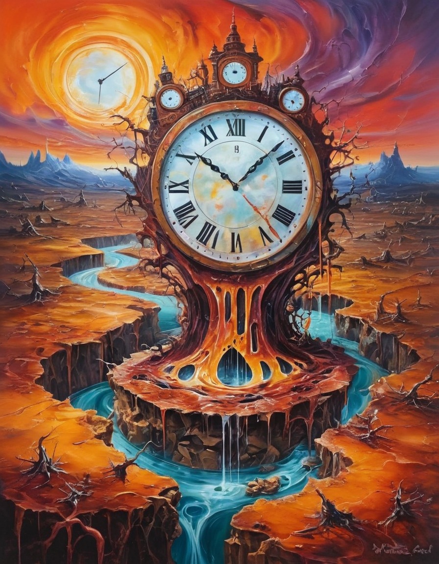 surreal, clock, melting, time, art