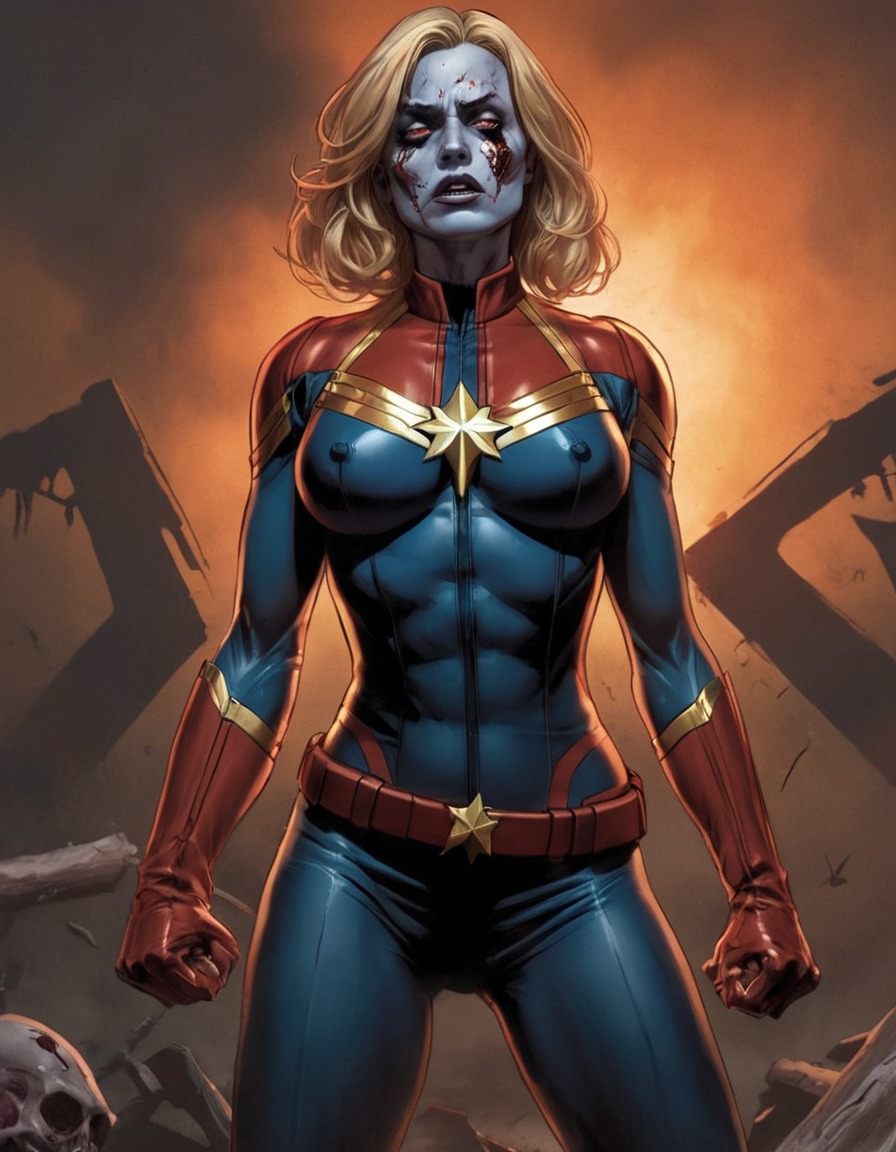 zombie, captain marvel (marvel comics), marvel comics, undead, superhero, horror, graphic novel