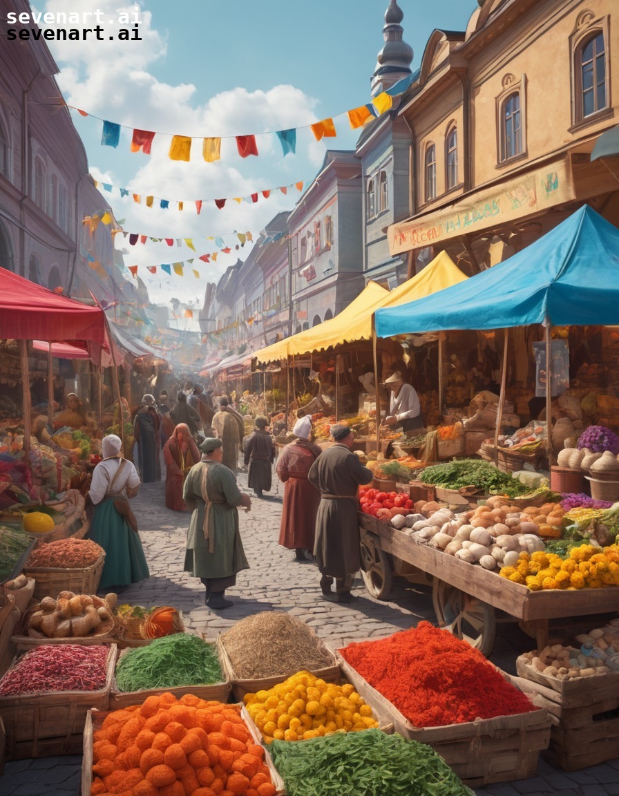 ukrainian, marketplace, vendors, colorful goods, bustling, ukraine, ukrainians