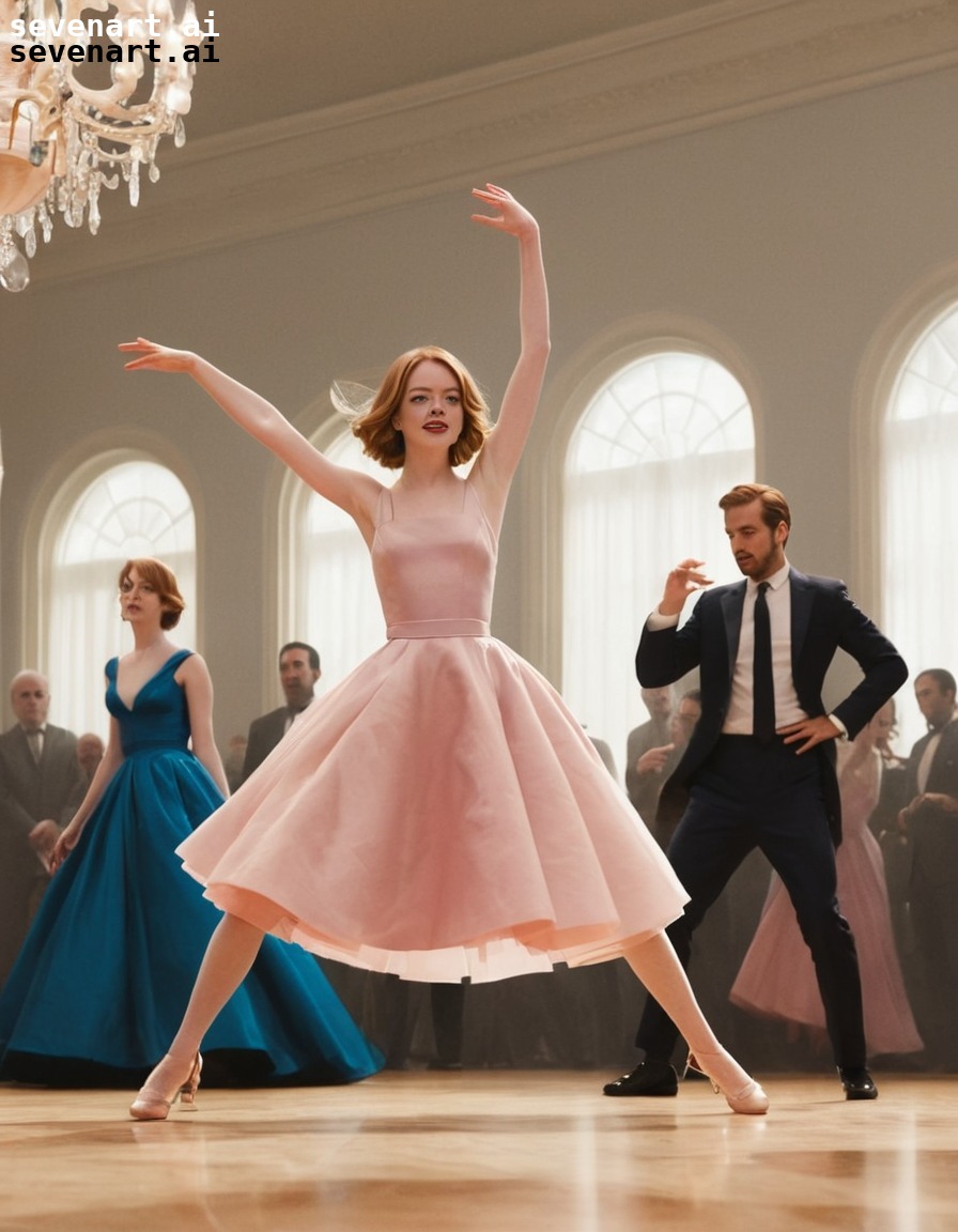 emma stone, la la land, breakdancing, ball gown, fun, actress, movies, movie stars