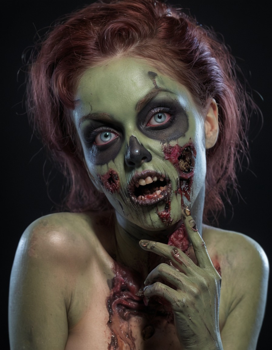 zombie, pin-up, model, horror, halloween, nsfw