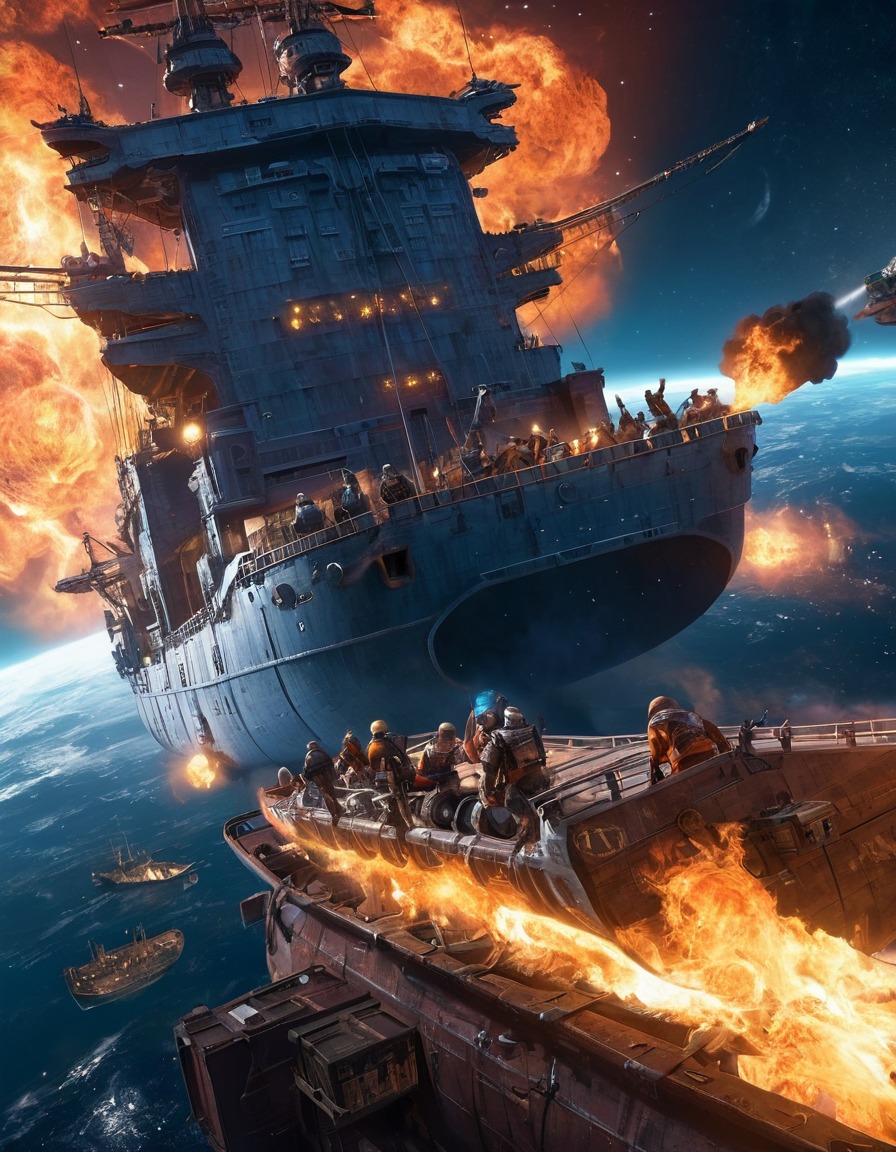 space pirates, looting, cargo ship, space scene, outer space, plundering, interstellar