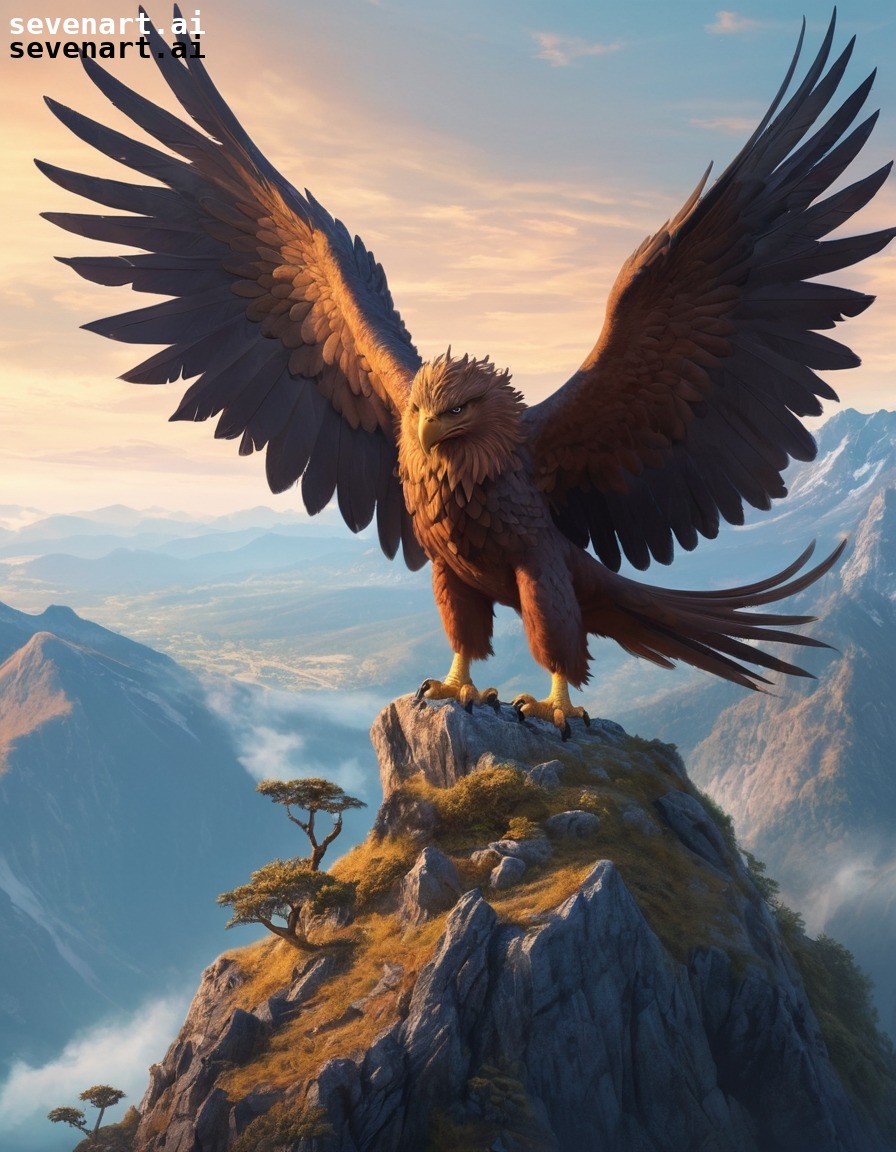 griffin, nest, mountain, protection, fantasy