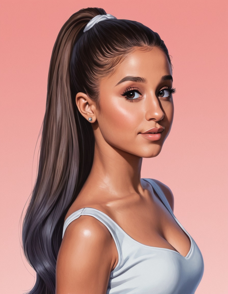 ariana grande, portrait, painting, pop culture, music artist, celebrity, art