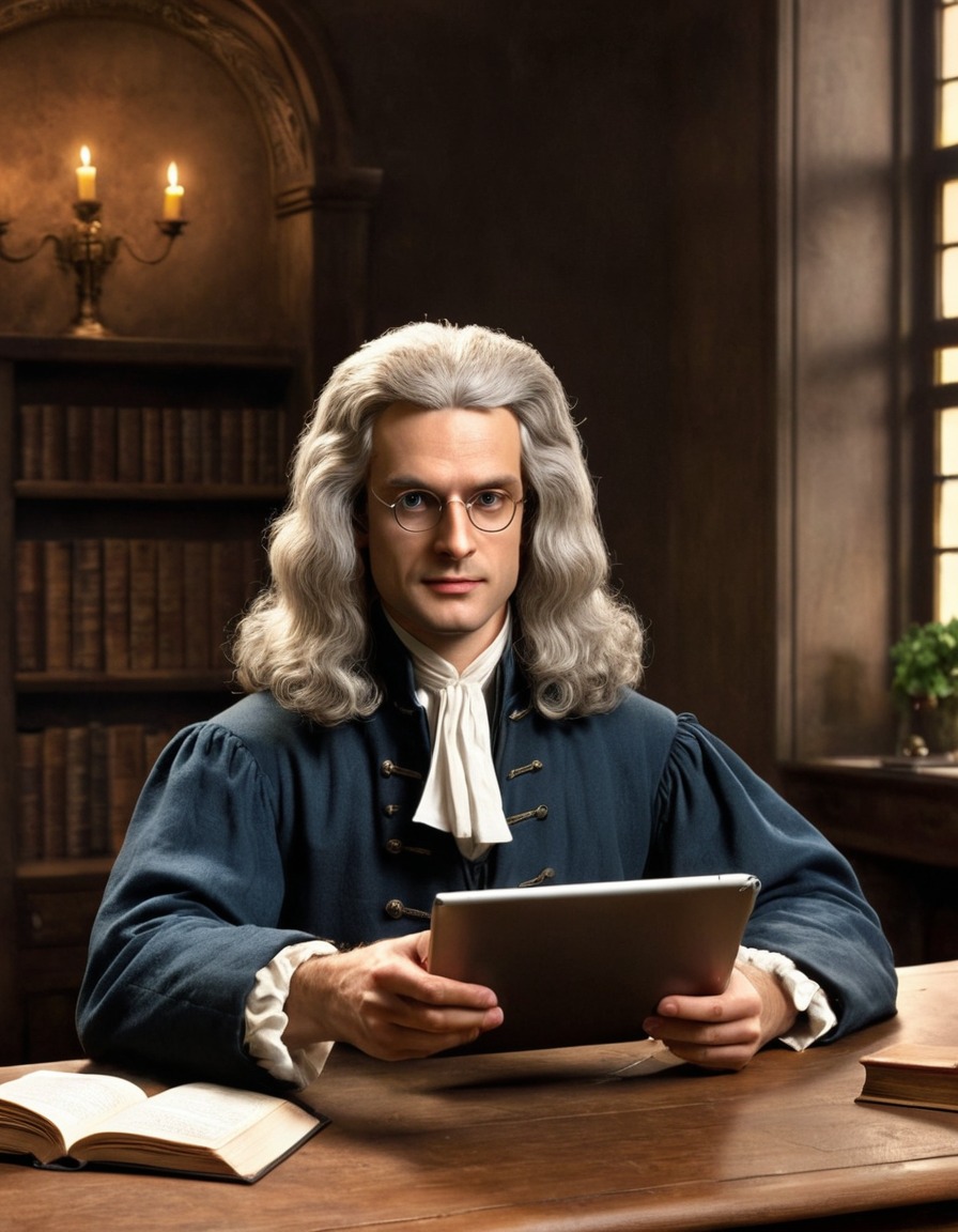 isaac newton, tablet computer, technology, scientific innovation