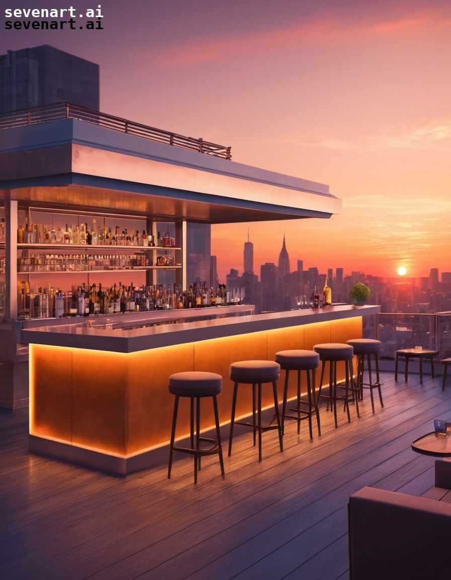 cityscape, rooftop bar, sunset, stylish, urban, modern city, city