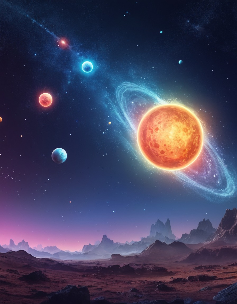 fantasy, space, planets, dreamlike, surreal, stars