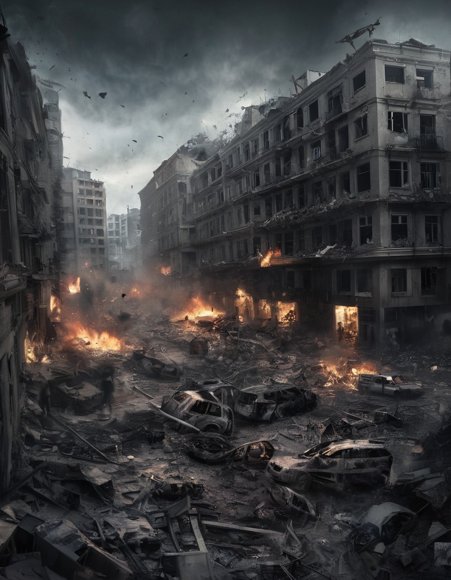 destruction, chaos, city center, violent conflict, urban warfare, war, usa