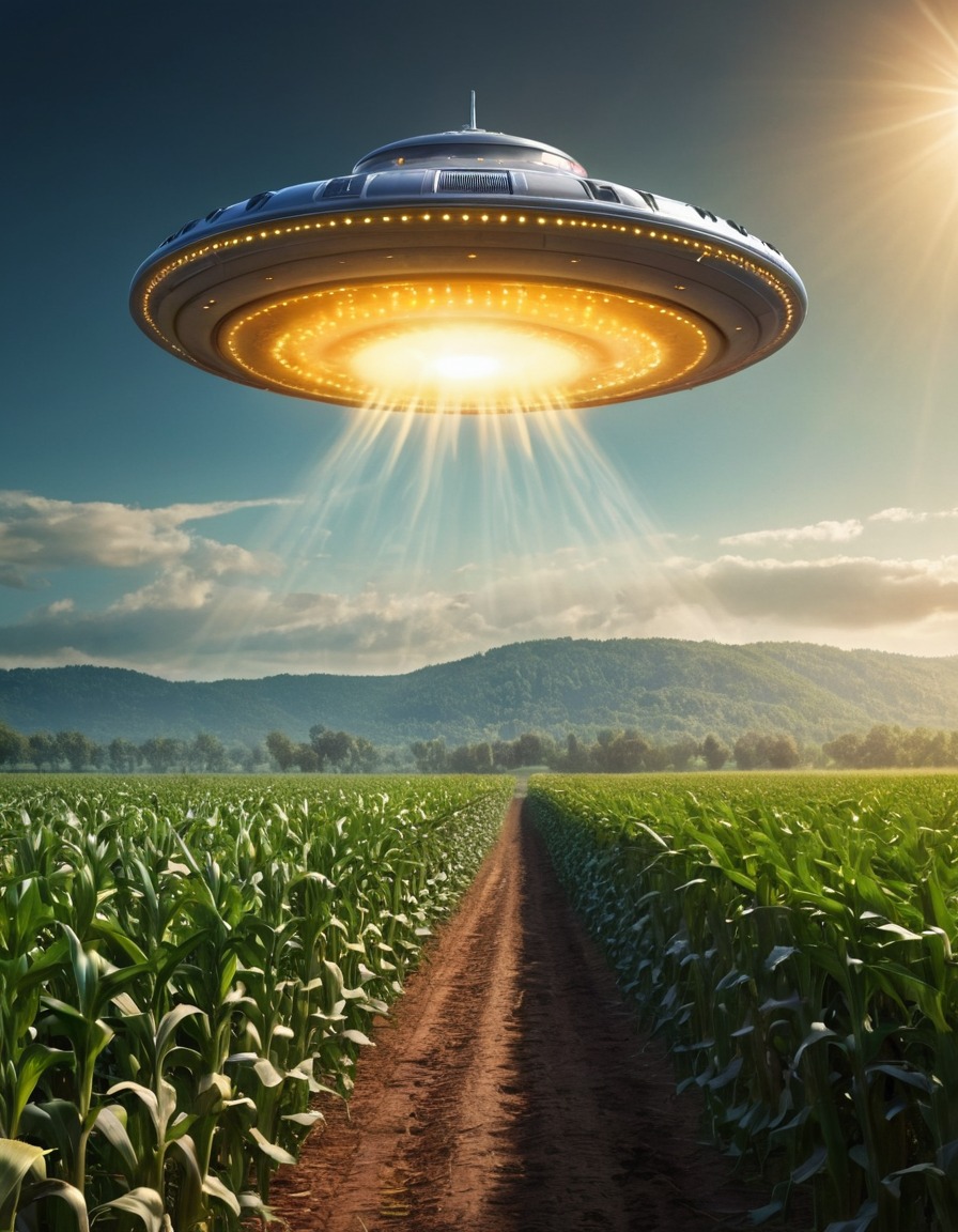 ufo, strange, corn field, hovering, extraterrestrial, unidentified flying object