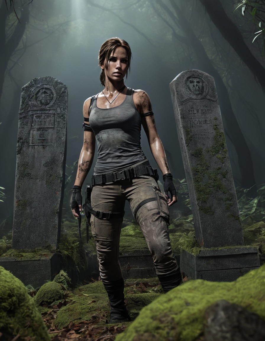 lara croft, tomb raider, video game, playstation, zombie