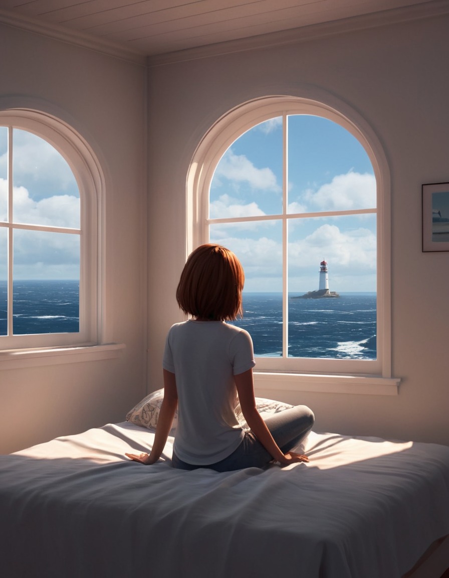 lighthouse, cozy, contemplation, max caulfield, window viewing, games, girls from games