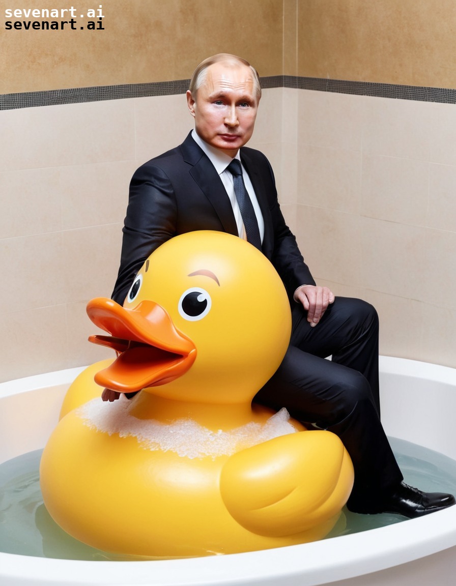 humorous, political satire, meme, bath time, playful, putin, russia, russian president