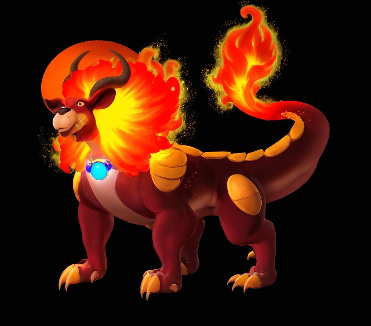 dog, dragon, guardian, lion, mane, pitbull, salamander, fire, foodog