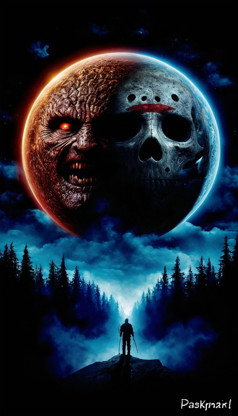 horror, movie, digitalart, halloween, badmoonrising, freddykrueger, jasonvoorhees, dailychallenge