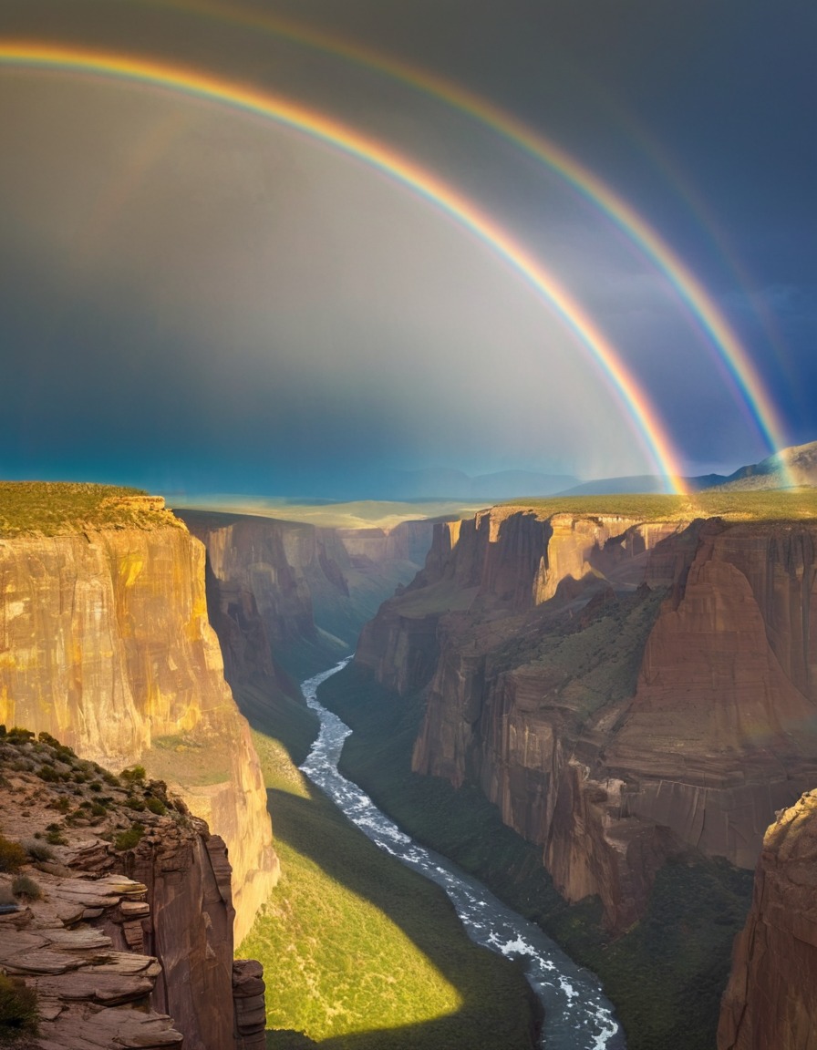 nature, rainbow, landscape, canyon, majestic