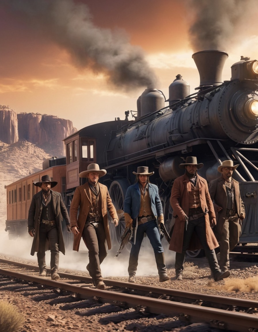 wild west, train robbery, outlaws, heist, computer games