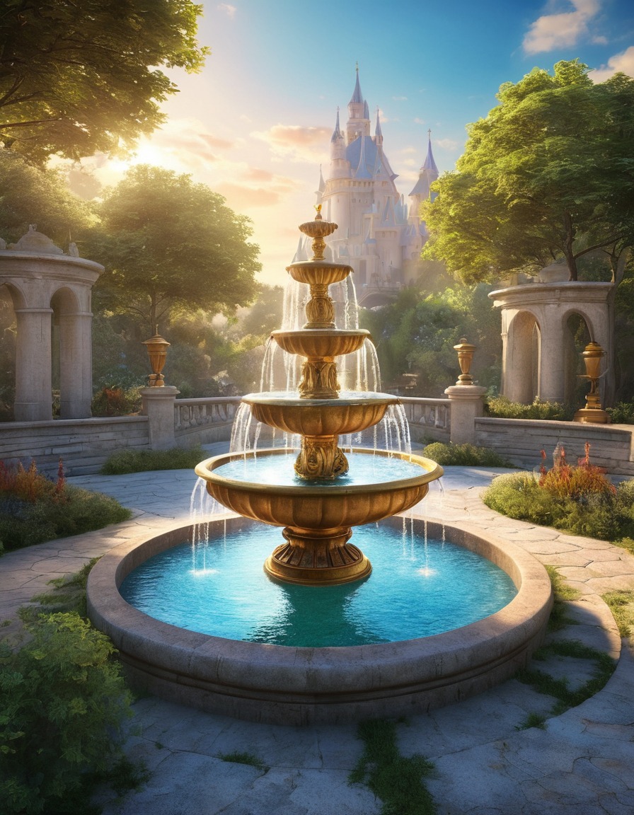 magical fountain, wish-granting, fantasy, legendary, enchanted, magic, magical waters