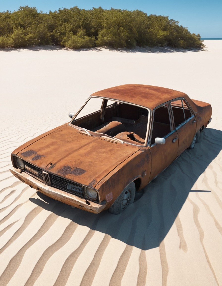 abandoned, car, rusted, relic, desert, fallout, games, tv shows, amazon prime