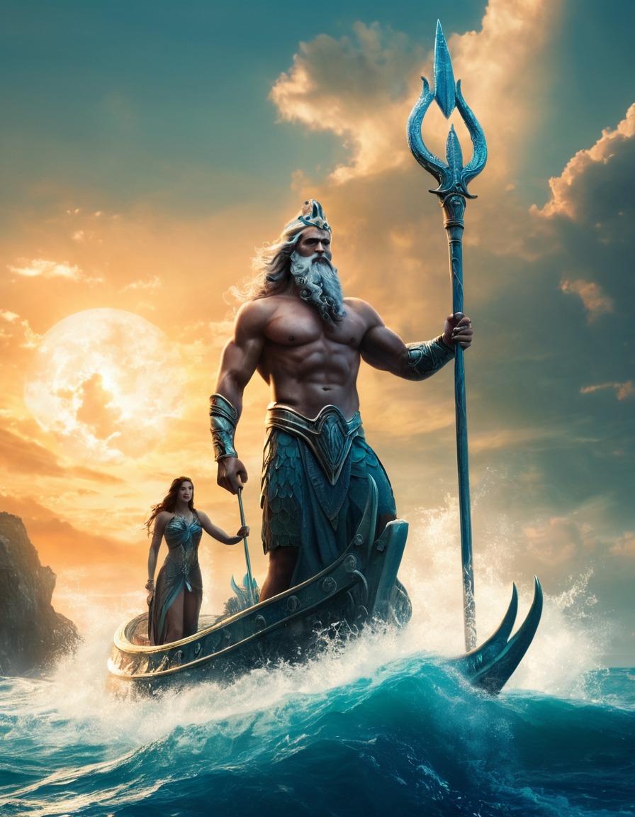 poseidon, greek mythology, god, epic, power, ocean, mythological scene