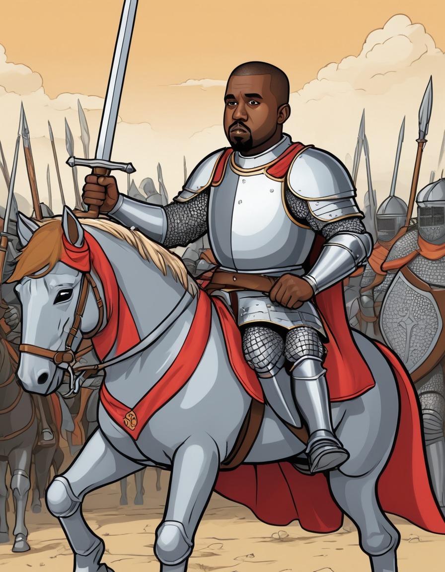 kanye west, medieval knight, battle, art, fantasy