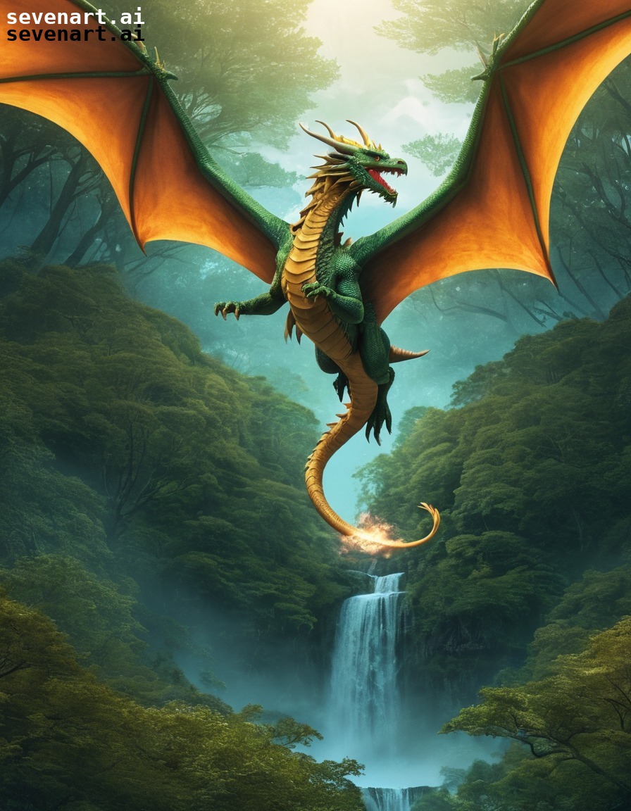 fantasy, dragon, forest, majestic, mythical