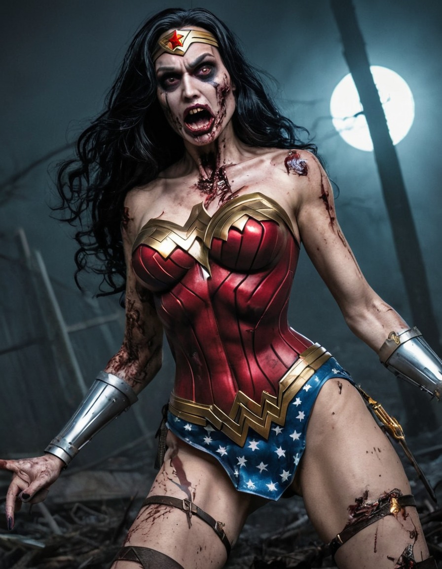 zombie, wonder woman, dc comics, superhero, undead, horror