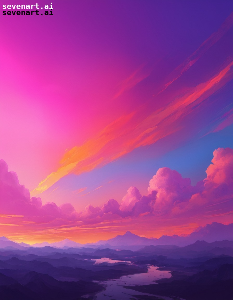 sunset, vibrant, painting, sky, pink, nature