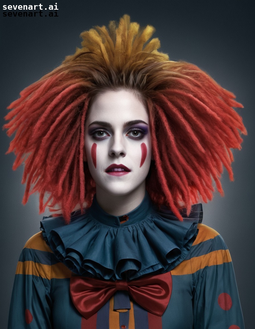 kristen stewart, clown wig, costume, actress, celebrity, movies, movie stars