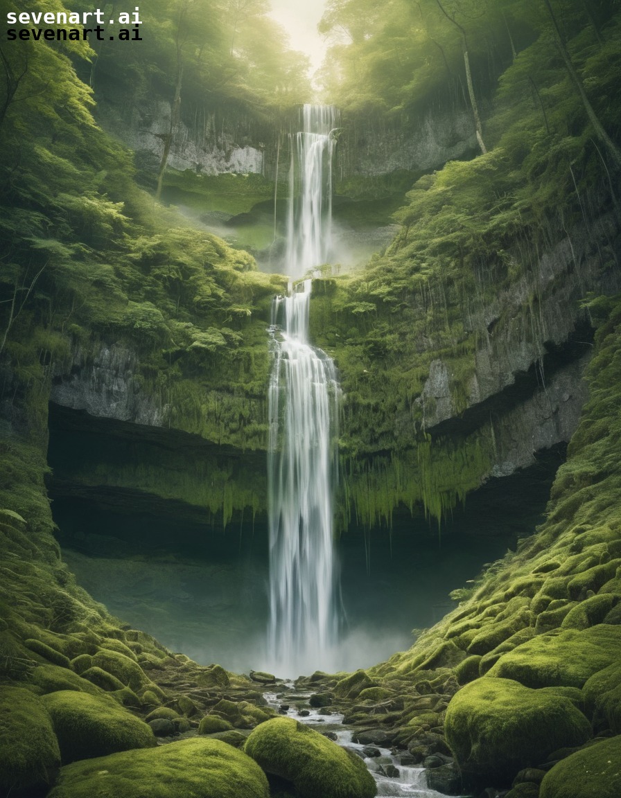 waterfall, nature, forest, lush, serene