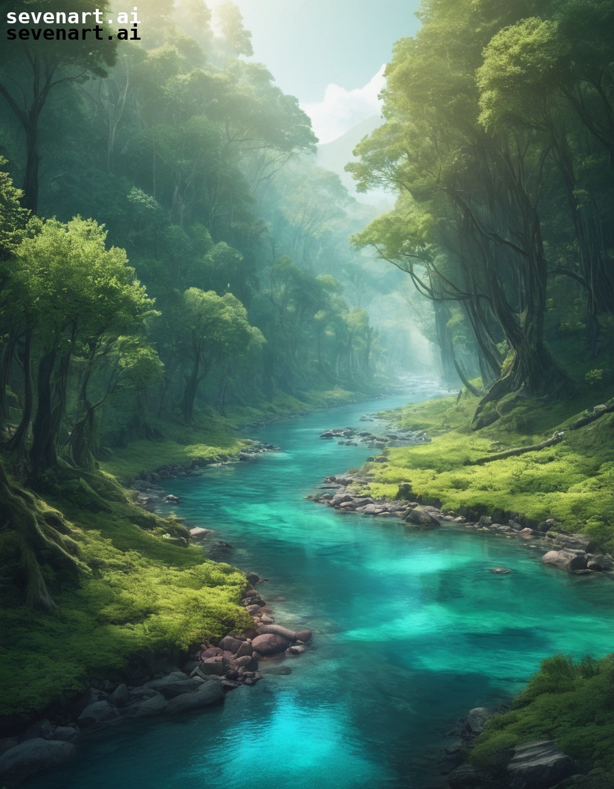 nature, river, forest, tranquil, wilderness